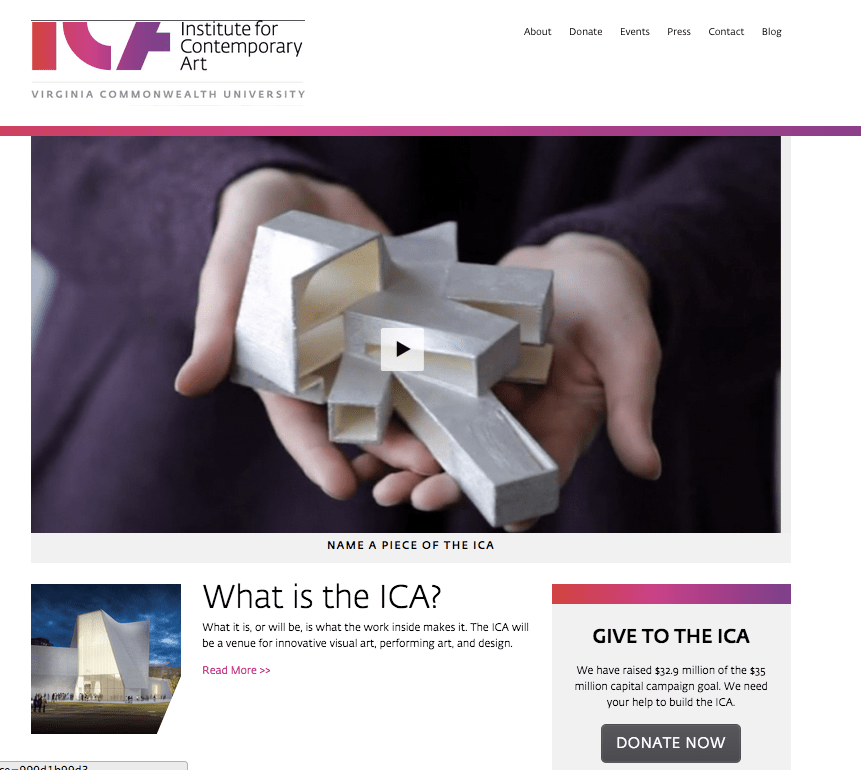 ICA web site home page